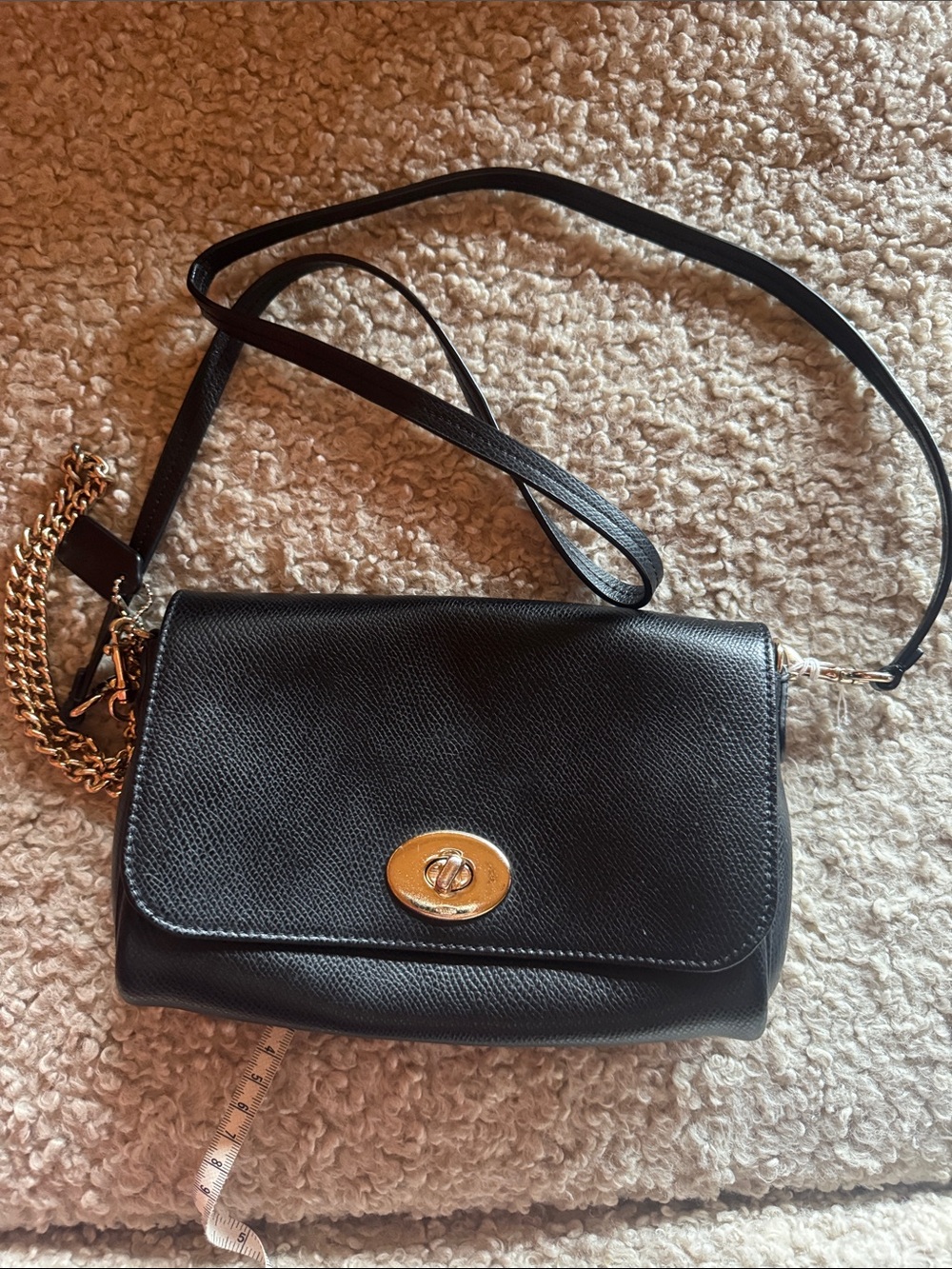 Coach black leather convertible clutch wristlet crossbody bag